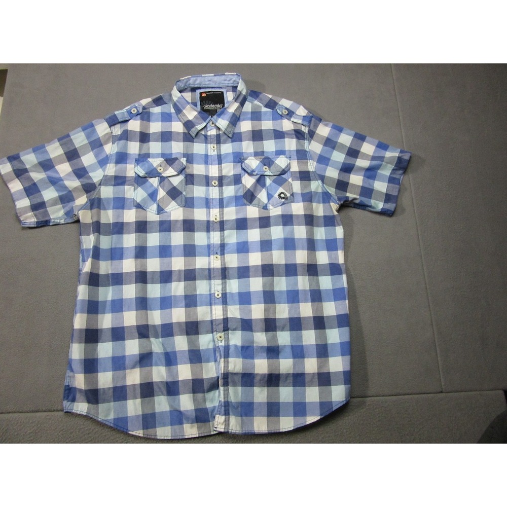 Akademiks Shirt Mens 4XL Blue Plaid Y2K Hip Hop Retro Jeanius Level Products
